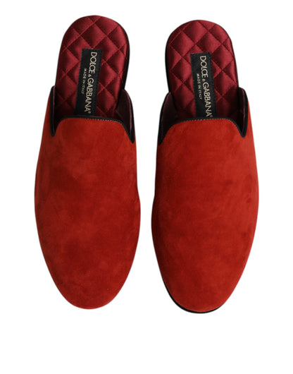 Dolce &amp; Gabbana – Flache Slipper aus Wildleder in Orange