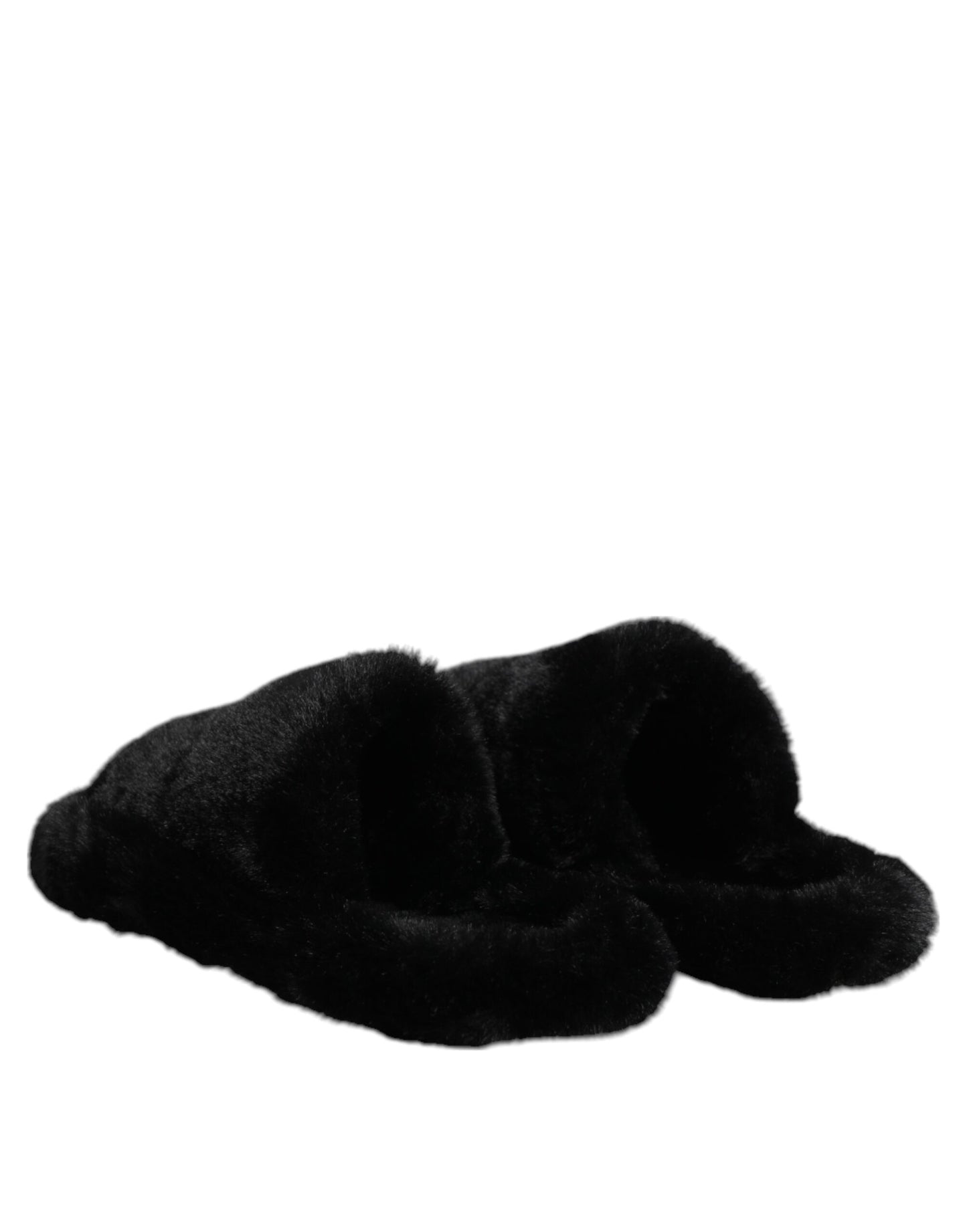 Dolce &amp; Gabbana – Schwarze Slipper aus Polyester-Samt