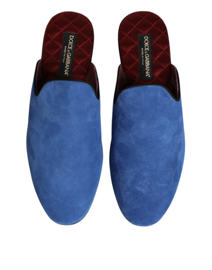 Dolce &amp; Gabbana – Flache Slipper „Capra Slides“ aus Wildleder in Blau