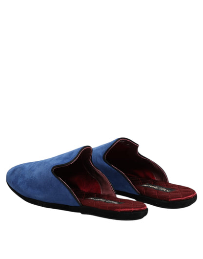 Dolce &amp; Gabbana – Flache Slipper „Capra Slides“ aus Wildleder in Blau