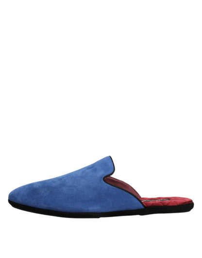 Dolce &amp; Gabbana – Flache Slipper „Capra Slides“ aus Wildleder in Blau