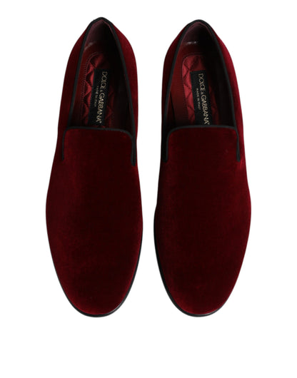 Dolce &amp; Gabbana – Slipper aus rotem Baumwollsamt, formelle Schuhe