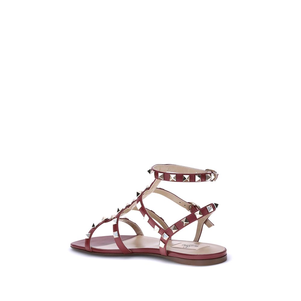 Valentino Garavani Rote Kalbsleder-Sandalen Bos Taurus