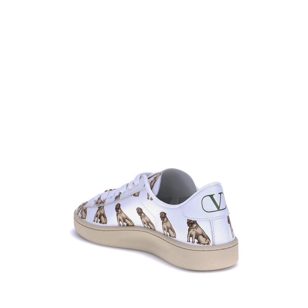 Valentino Garavani Weiße Kalbsleder-Sneaker Bos Taurus mit niedrigem Schaft
