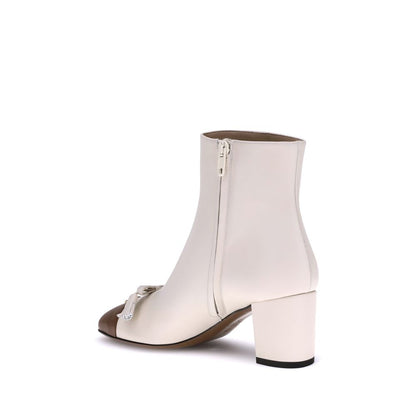 Valentino Garavani Stiefeletten aus cremefarbenem Ziegenleder