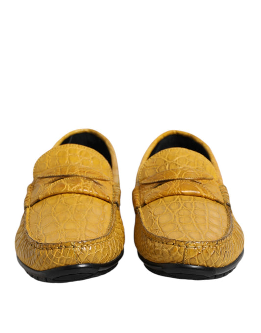 Dolce &amp; Gabbana – Slipper aus exotischem Leder in Gelb