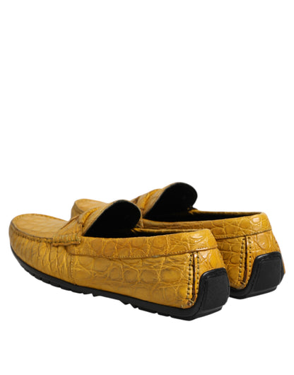 Dolce &amp; Gabbana – Slipper aus exotischem Leder in Gelb