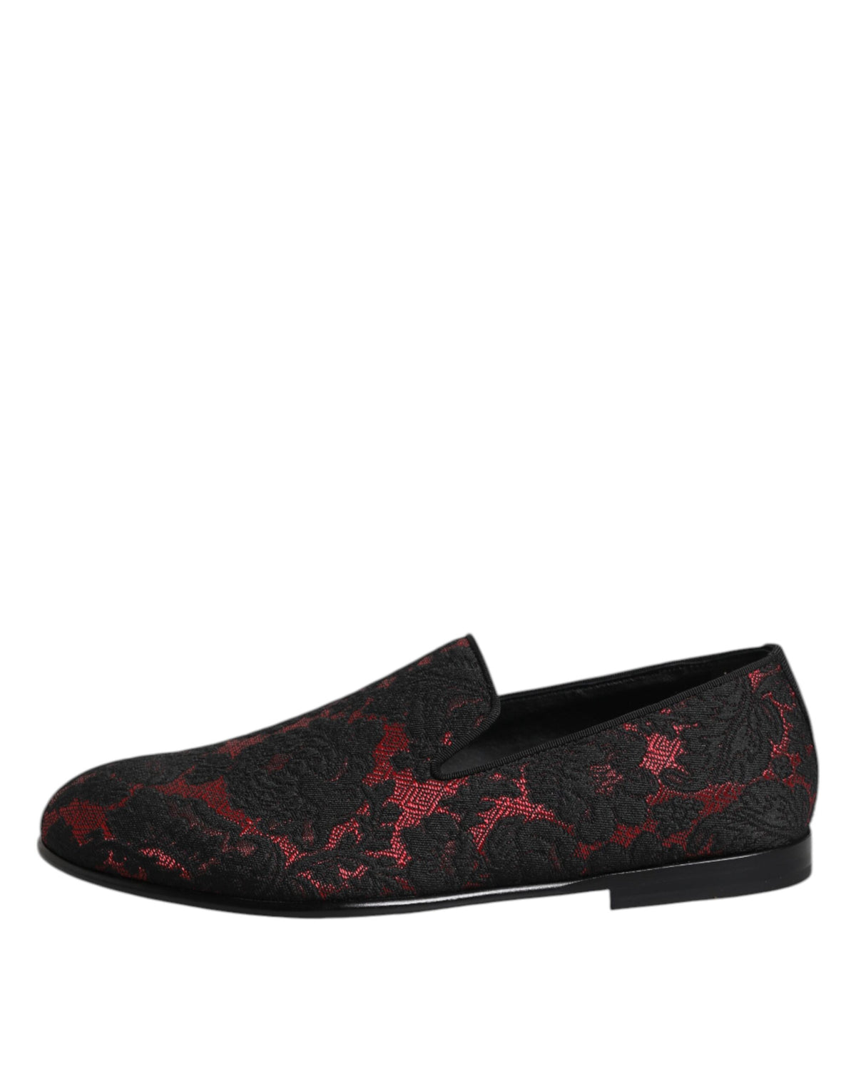Dolce &amp; Gabbana Rot Schwarz Jacquard Slip On Herren Loafer Schuhe