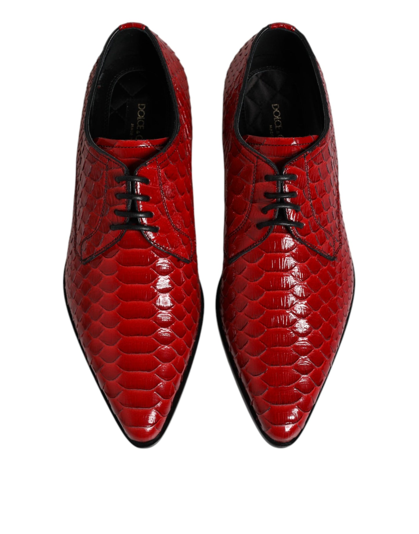 Dolce &amp; Gabbana – Rote Derby-Schuhe aus exotischem Leder zum Schnüren
