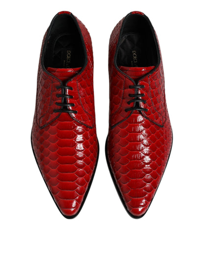 Dolce &amp; Gabbana – Rote Derby-Schuhe aus exotischem Leder zum Schnüren
