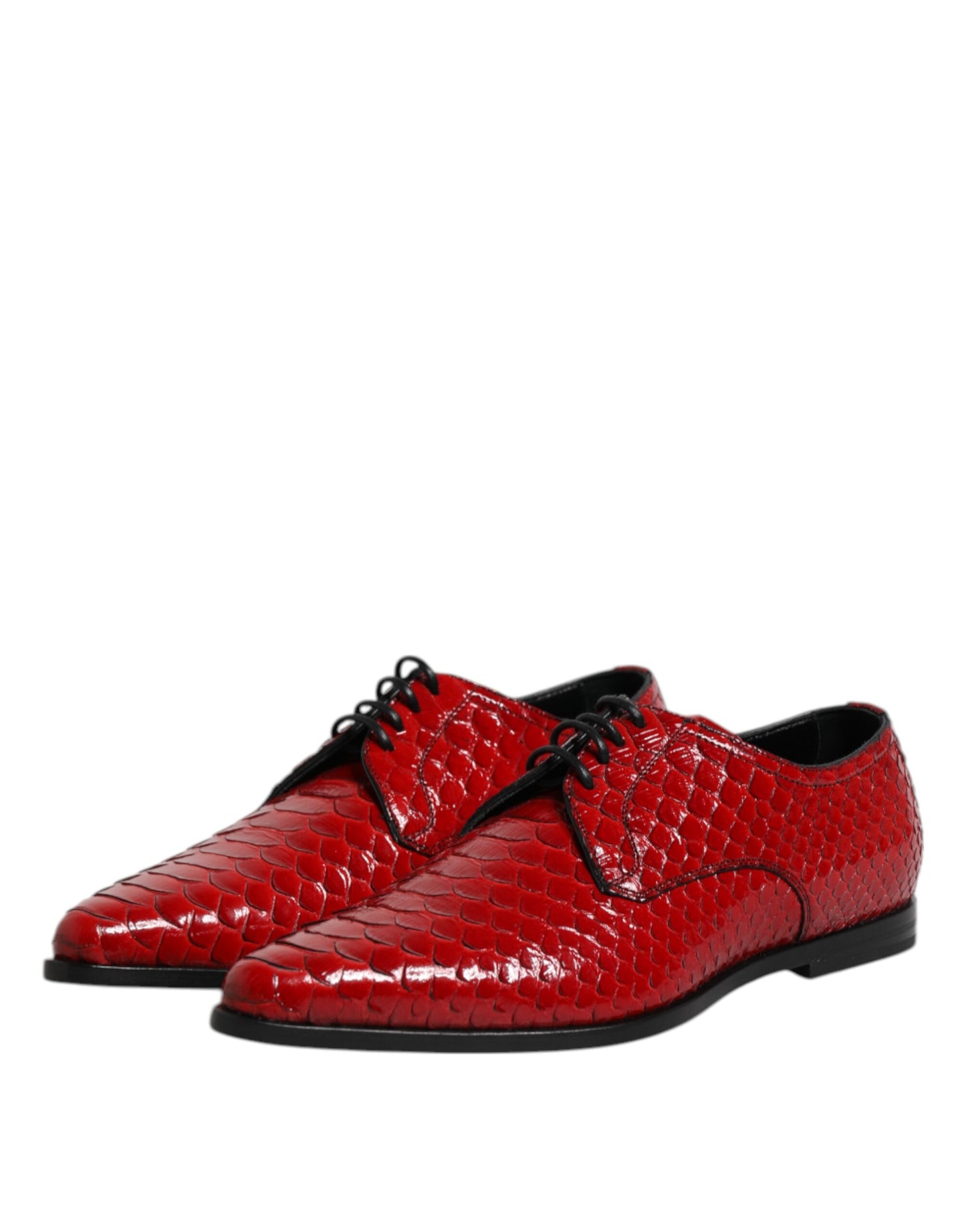Dolce &amp; Gabbana – Rote Derby-Schuhe aus exotischem Leder zum Schnüren