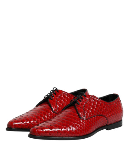 Dolce &amp; Gabbana – Rote Derby-Schuhe aus exotischem Leder zum Schnüren