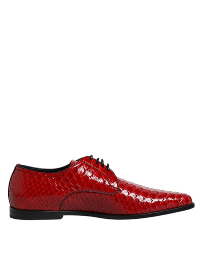 Dolce &amp; Gabbana – Rote Derby-Schuhe aus exotischem Leder zum Schnüren