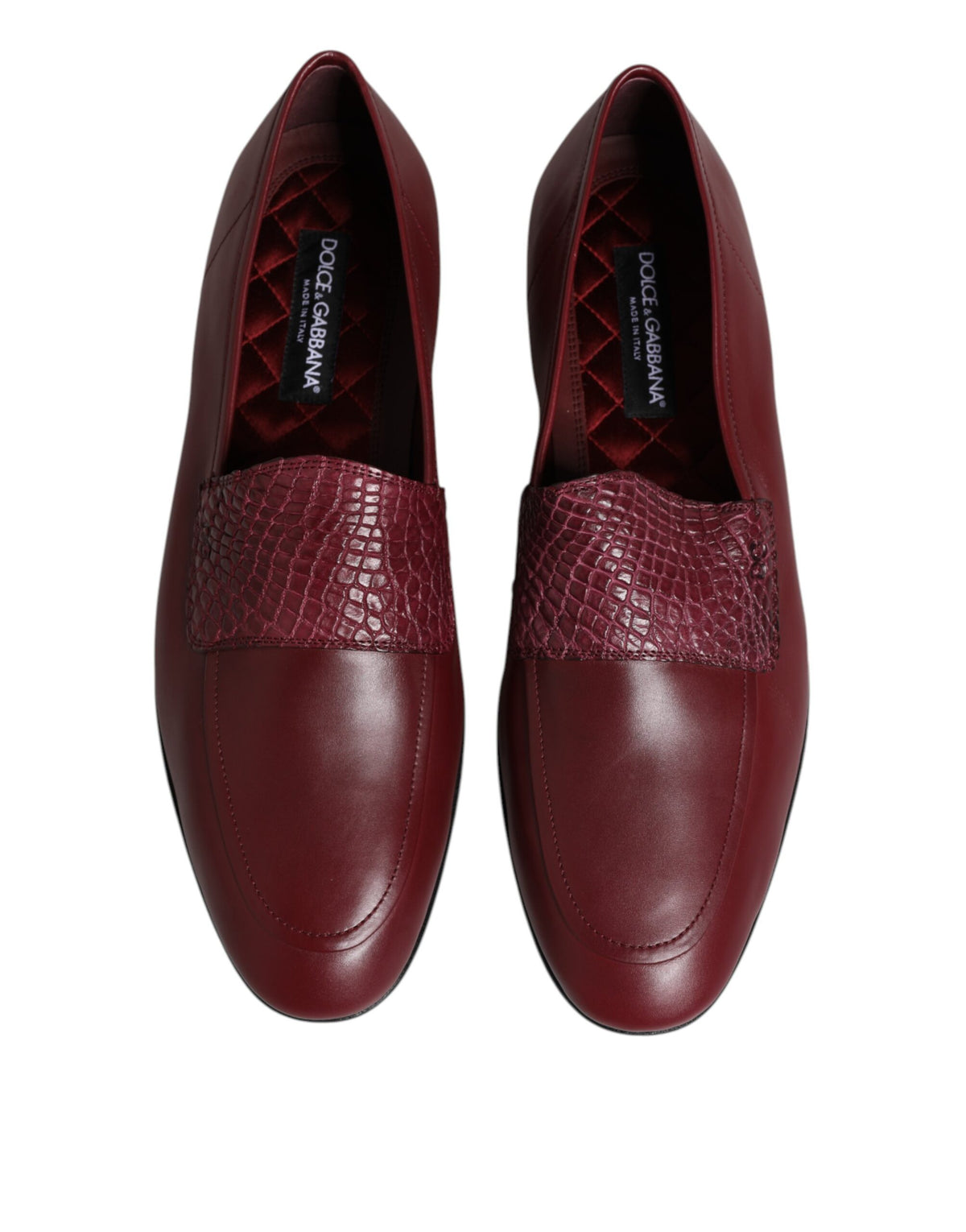 Dolce &amp; Gabbana – Formelle Slipper aus burgunderrotem Kalbsleder