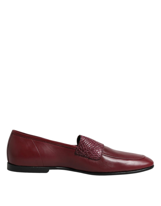 Dolce &amp; Gabbana – Formelle Slipper aus burgunderrotem Kalbsleder