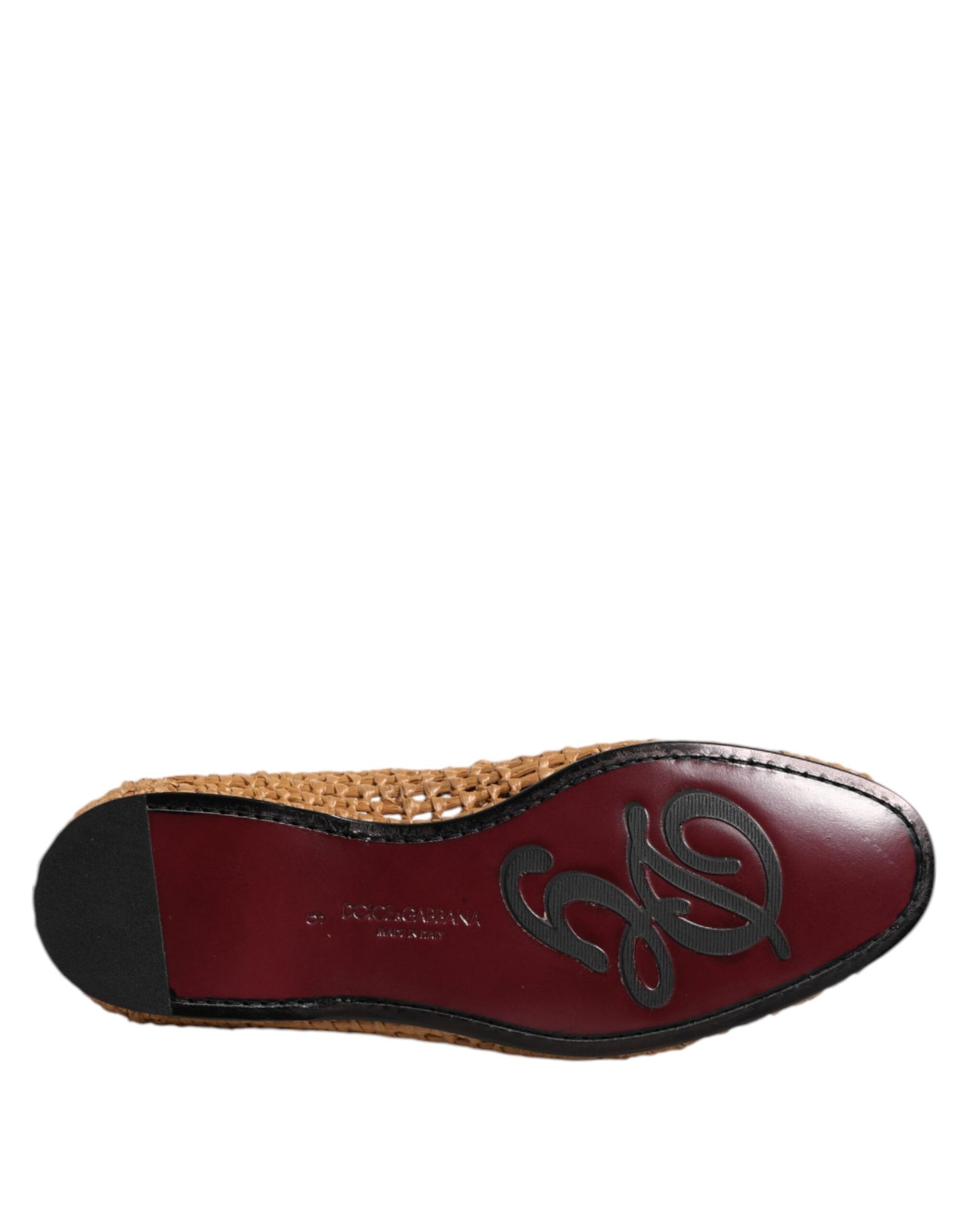 Dolce &amp; Gabbana – Slipper aus gewebtem Bast in Braun