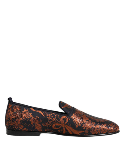 Dolce &amp; Gabbana – Slipper aus schwarzem Jacquard-Polyester
