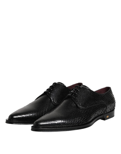 Dolce &amp; Gabbana – Derby-Schuhe aus schwarzem Leder mit Schnürung für Herren