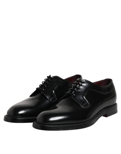 Dolce &amp; Gabbana – Schwarze Derby-Schuhe aus Kalbsleder mit Schnürung