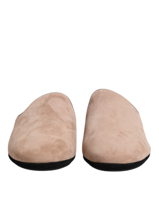 Dolce &amp; Gabbana – Flache Pantoletten aus Wildleder „Capra“ in Beige