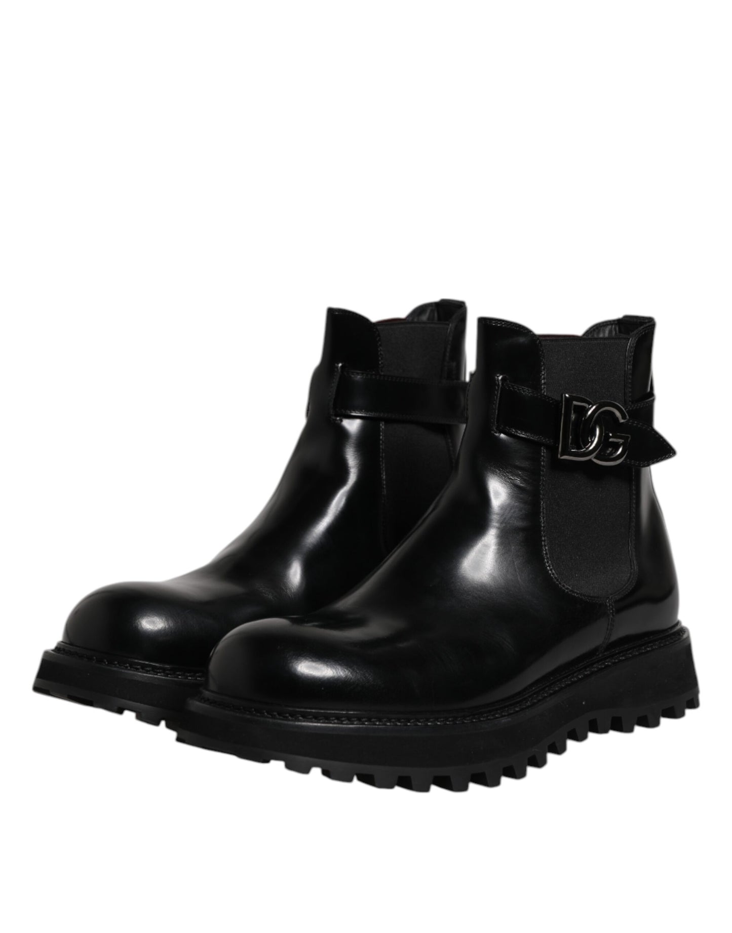 Dolce &amp; Gabbana – Chelsea-Stiefel mit schwarzem DG-Logo und Gürtel für Herren