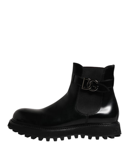 Dolce &amp; Gabbana – Chelsea-Stiefel mit schwarzem DG-Logo und Gürtel für Herren