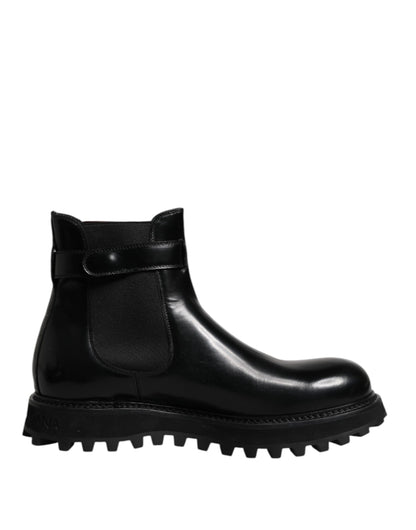 Dolce &amp; Gabbana – Chelsea-Stiefel mit schwarzem DG-Logo und Gürtel für Herren