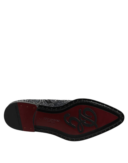 Dolce &amp; Gabbana Dunkelgraue Chelsea-Stiefel aus Baumwolle mit Pailletten