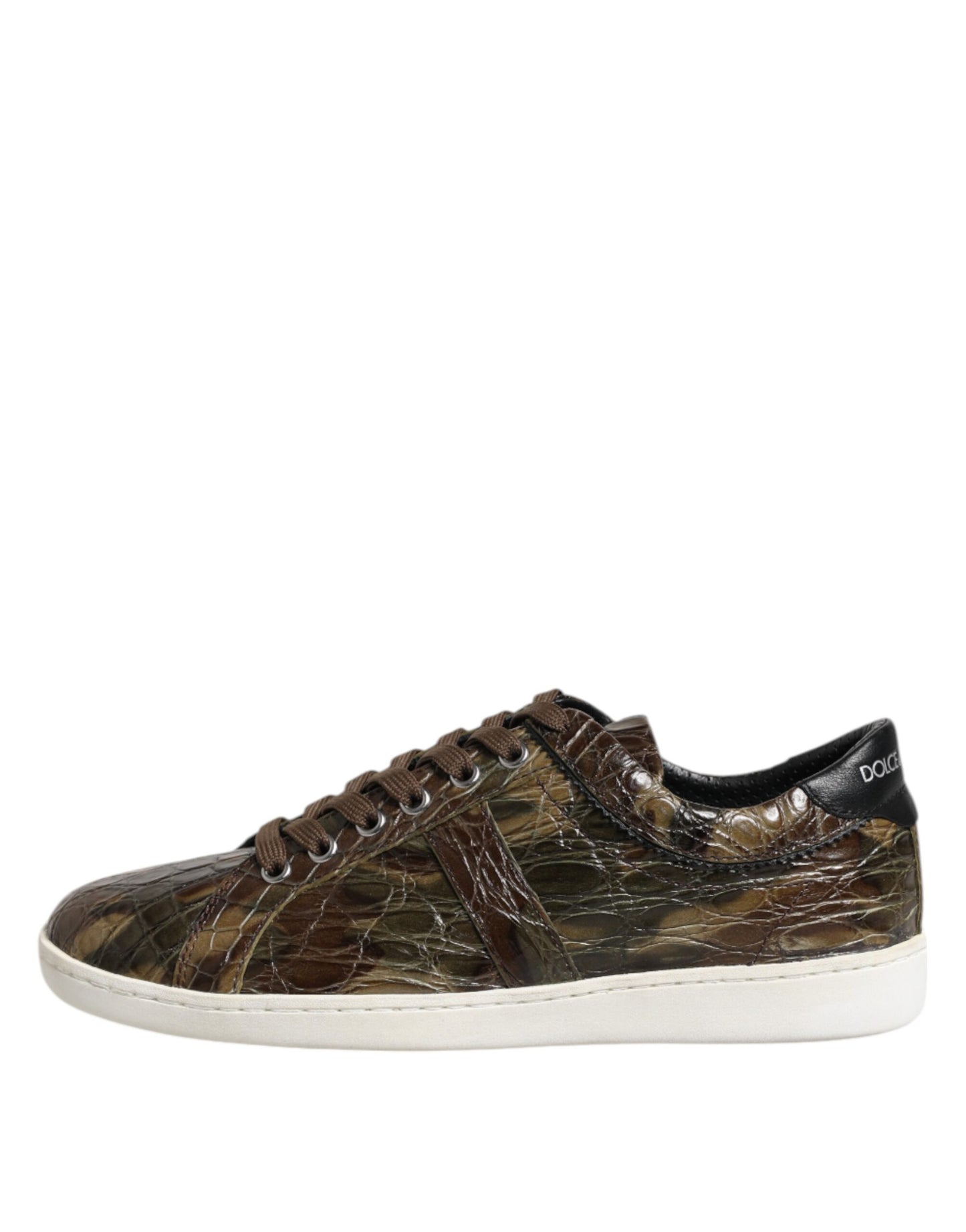 Dolce &amp; Gabbana Braune exotische Leder Low Top Sneakers Schuhe