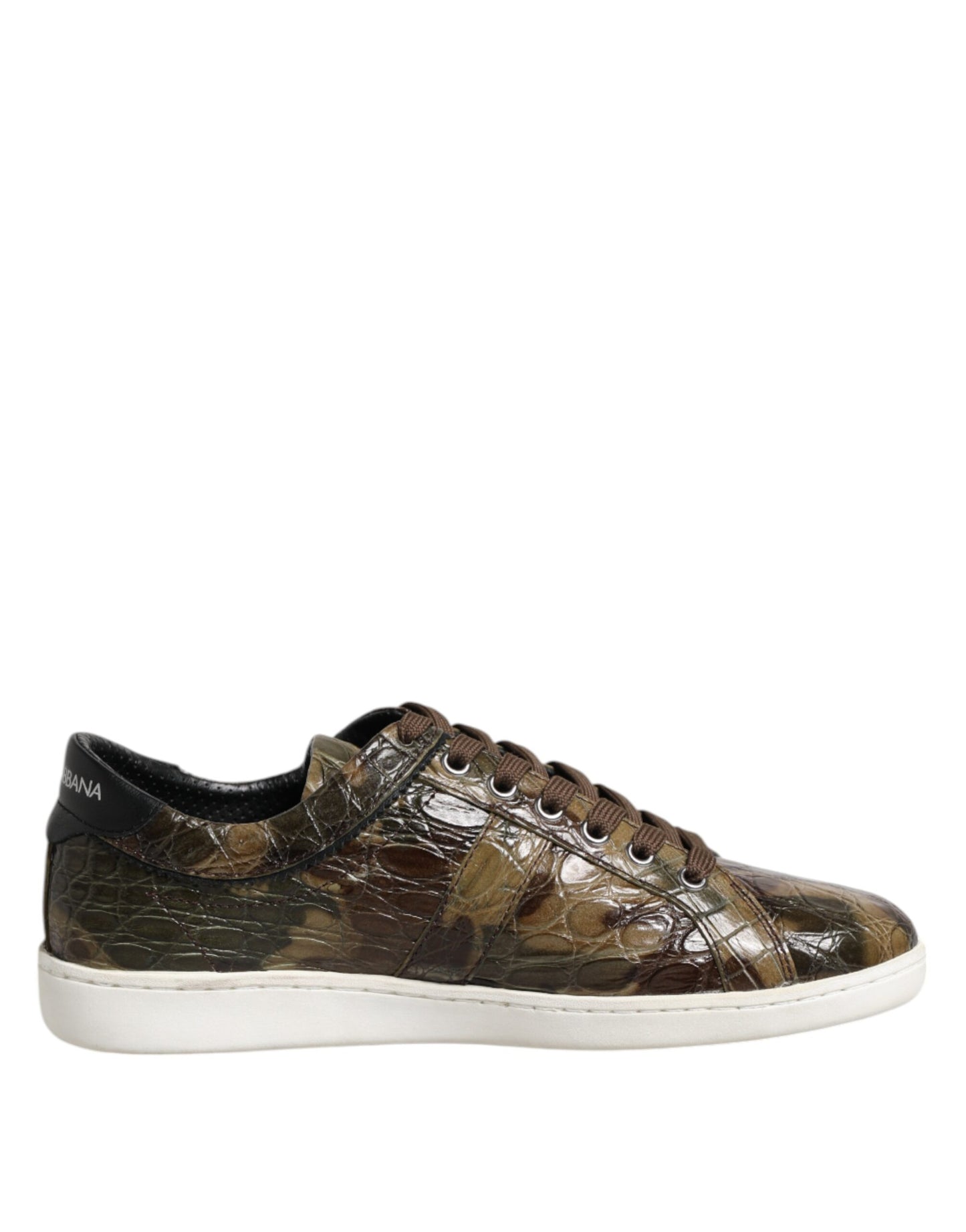 Dolce &amp; Gabbana Braune exotische Leder Low Top Sneakers Schuhe