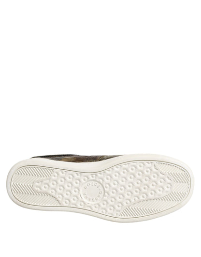 Dolce &amp; Gabbana Braune exotische Leder Low Top Sneakers Schuhe