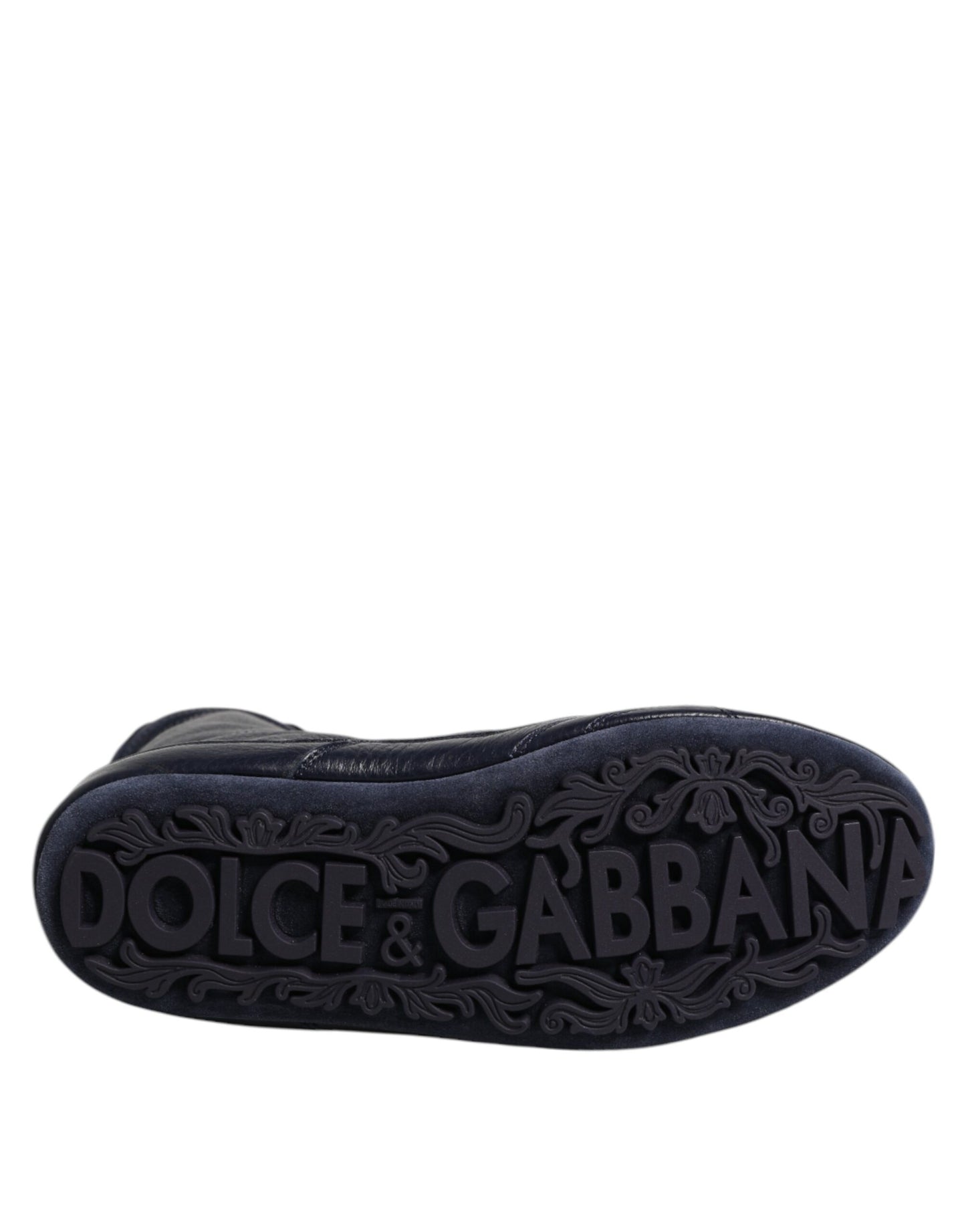 Dolce &amp; Gabbana Dunkelblaue Leder KING High Top Sneakers Schuhe