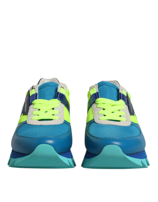 Dolce &amp; Gabbana Mehrfarbige Leder Low Top Herren Sneakers Schuhe