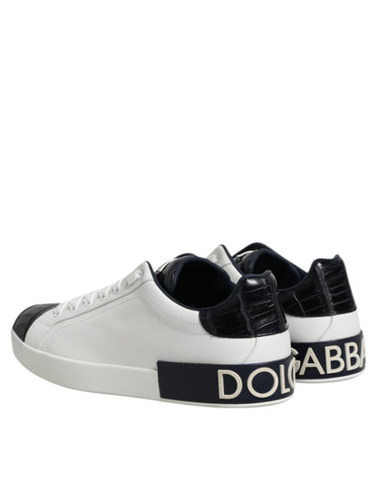 Dolce &amp; Gabbana – Portofino-Sneaker aus weißem und schwarzem Leder