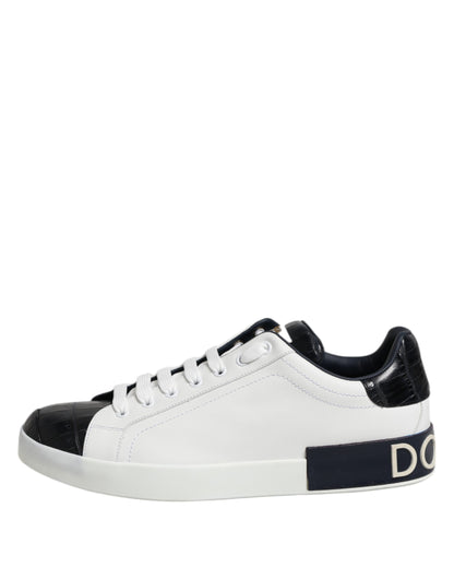 Dolce &amp; Gabbana – Portofino-Sneaker aus weißem und schwarzem Leder