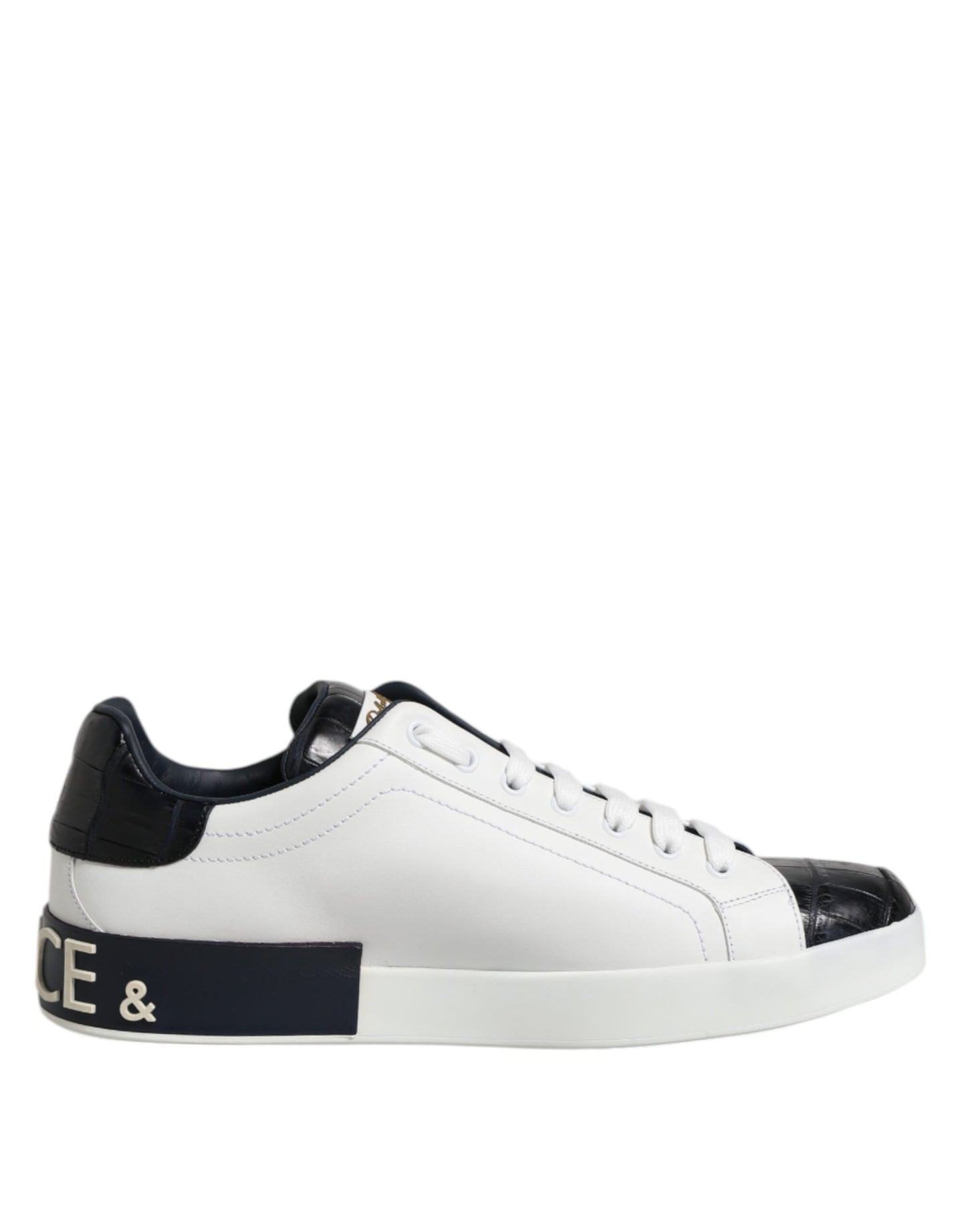 Dolce &amp; Gabbana – Portofino-Sneaker aus weißem und schwarzem Leder