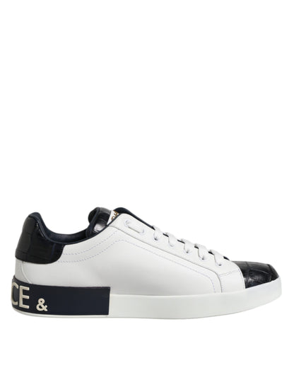Dolce &amp; Gabbana – Portofino-Sneaker aus weißem und schwarzem Leder