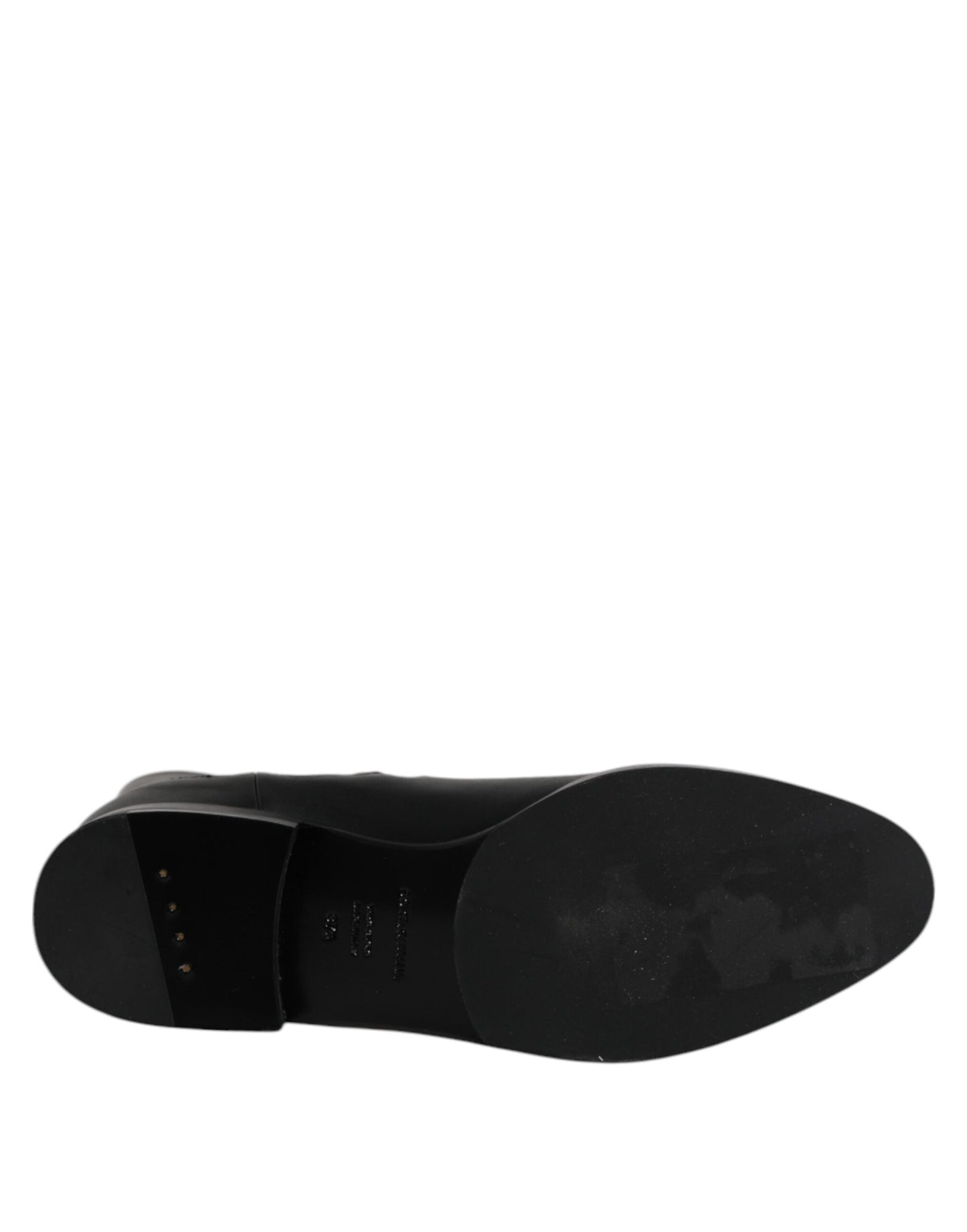 Dolce &amp; Gabbana Schwarze Leder-Flats Logo Kurze Stiefel Schuhe