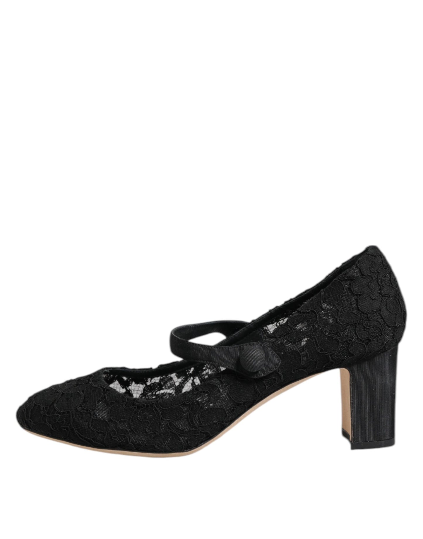 Dolce &amp; Gabbana – Schwarze Mary Jane-Pumps mit Spitze von Taormina