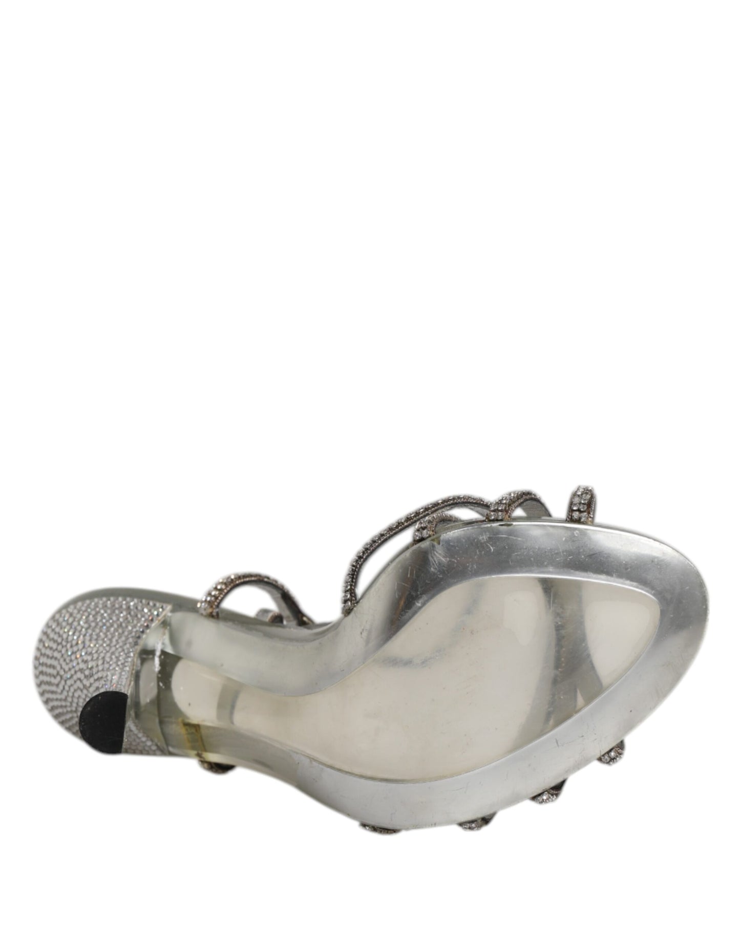 Dolce & Gabbana Silver Strass Ankle Strap Heels Sandals Shoes