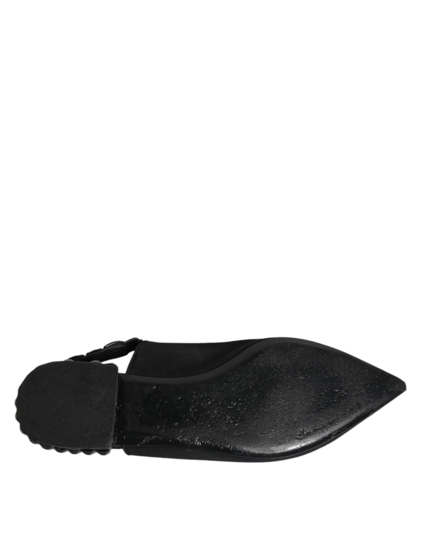 Dolce &amp; Gabbana – Schwarze Slingback-Schuhe aus Charmeuse mit Kristallen