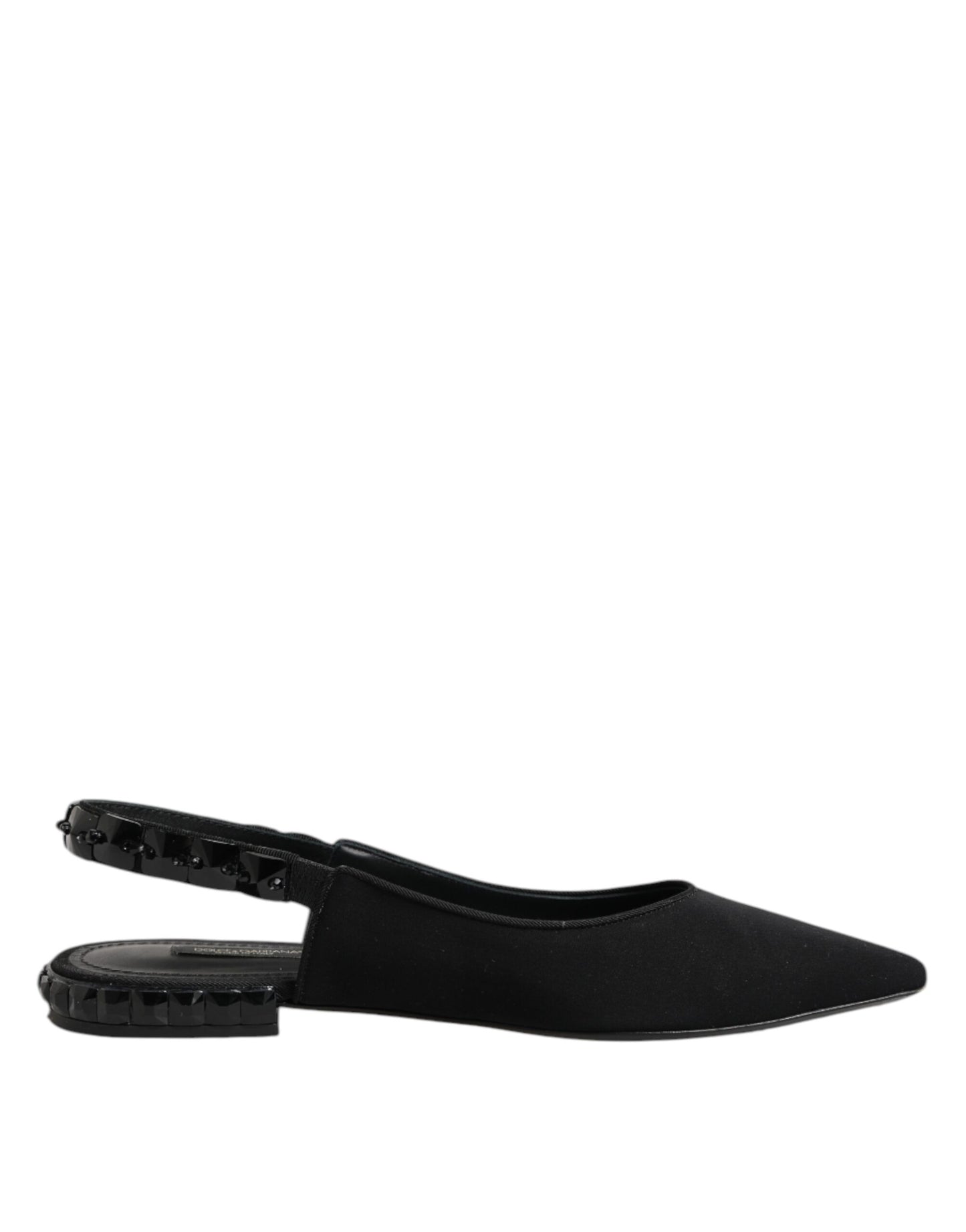 Dolce &amp; Gabbana – Schwarze Slingback-Schuhe aus Charmeuse mit Kristallen