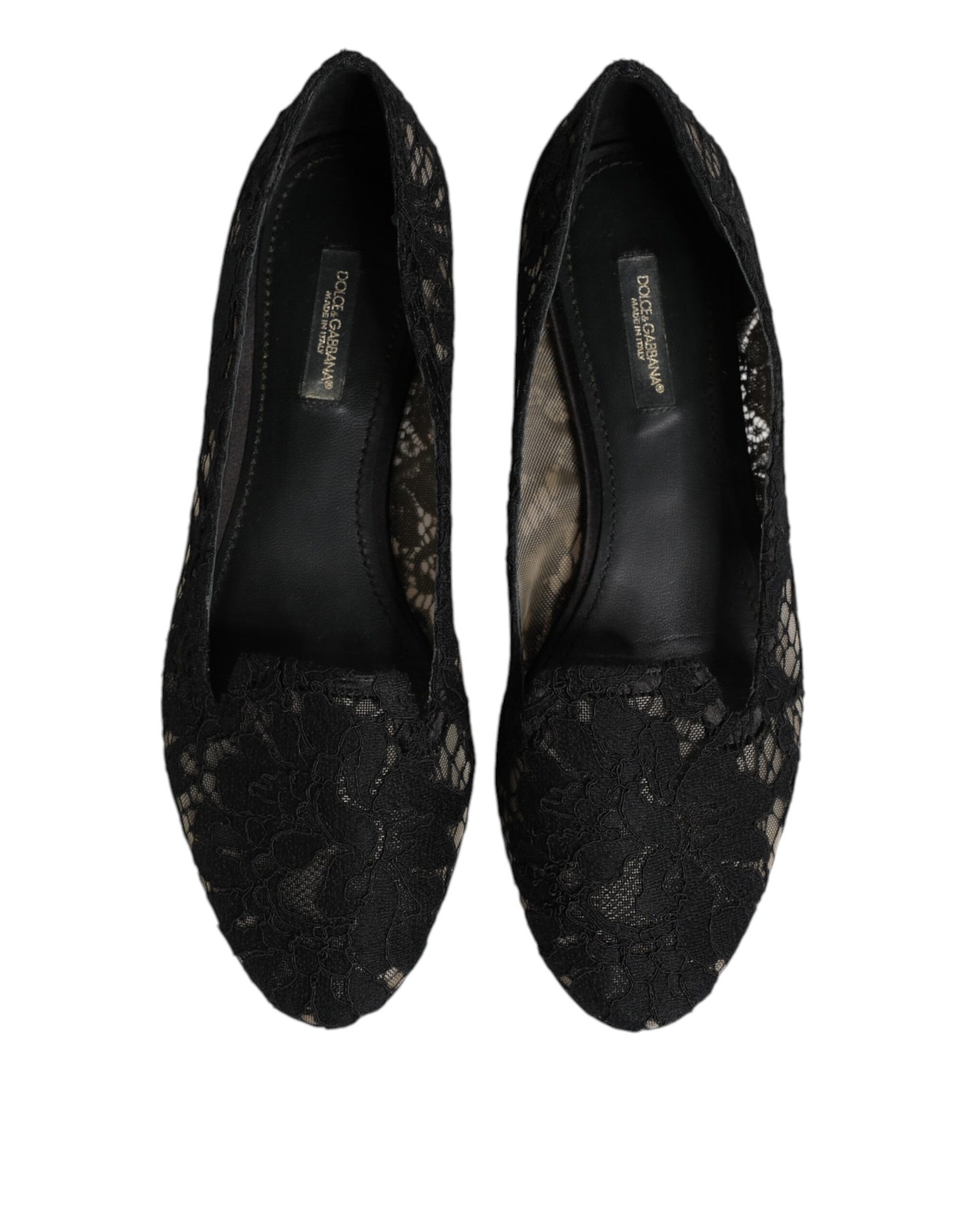 Dolce &amp; Gabbana – Schwarze Taormina-Schlupfschuhe mit Spitze