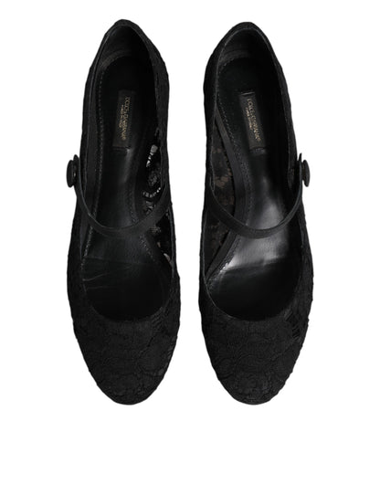 Dolce &amp; Gabbana – Schwarze Pumps „Vally Taormina“ mit Blumenspitze