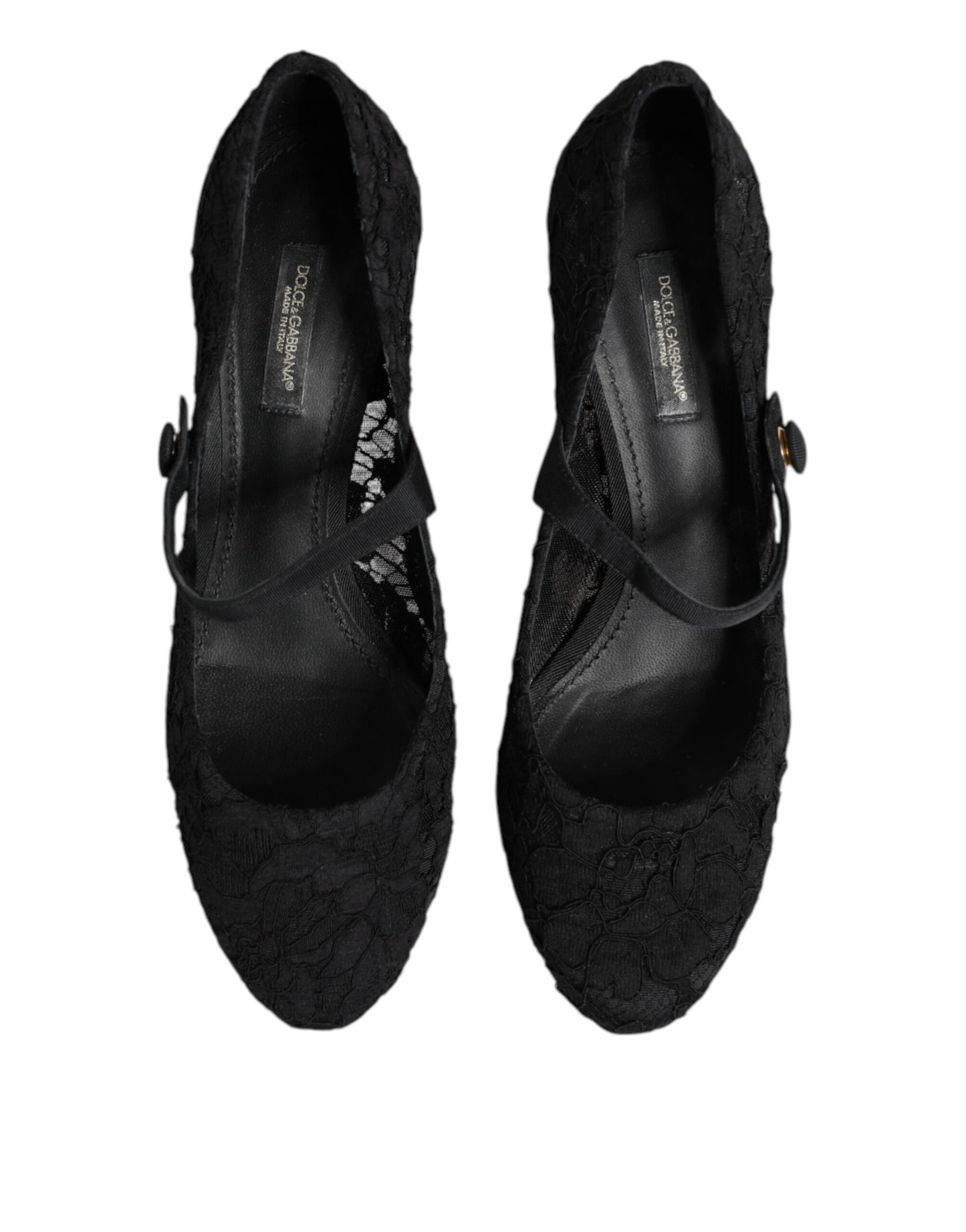 Dolce &amp; Gabbana – Schwarze Mary Jane-Pumps mit Spitze von Taormina
