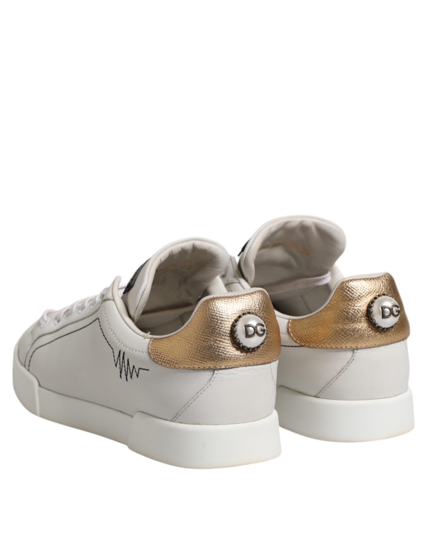Dolce &amp; Gabbana Weißgold Leder Low Top Sneakers Schuhe