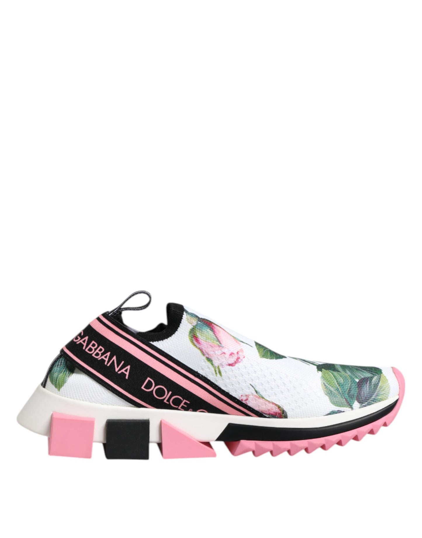 Dolce & Gabbana White Rose Print Sorrento Sneakers Shoes