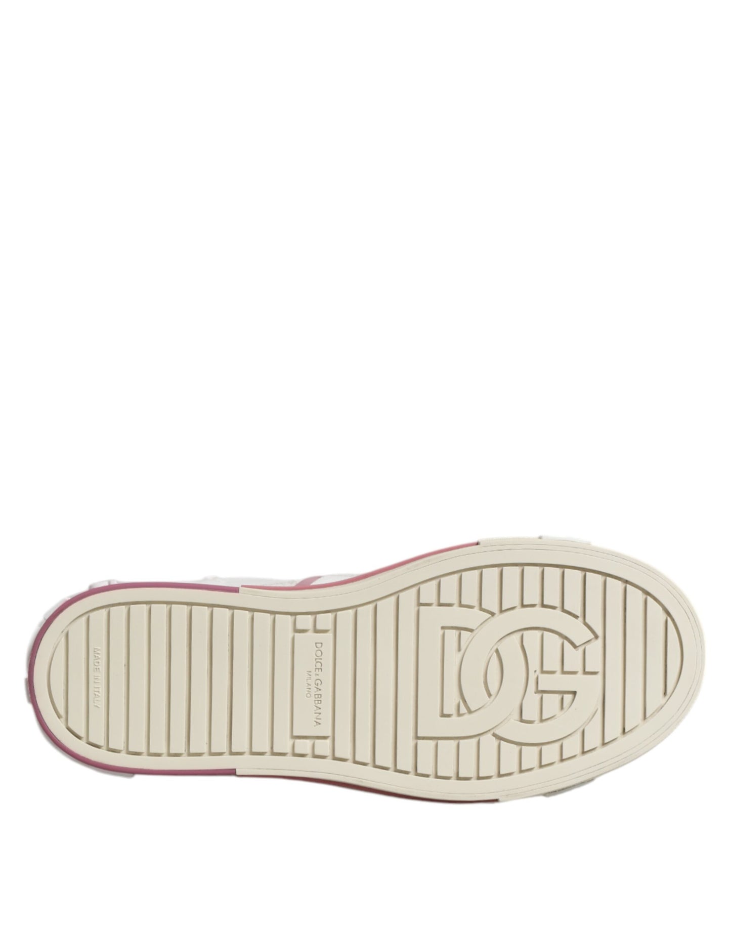 Dolce &amp; Gabbana Weiß Rosa Leder Low Top Sneakers Schuhe