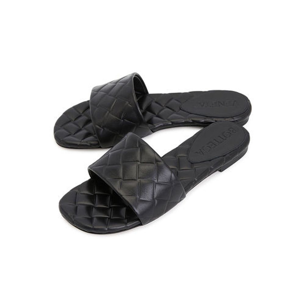 Bottega Veneta Pantoletten aus schwarzem Lammleder