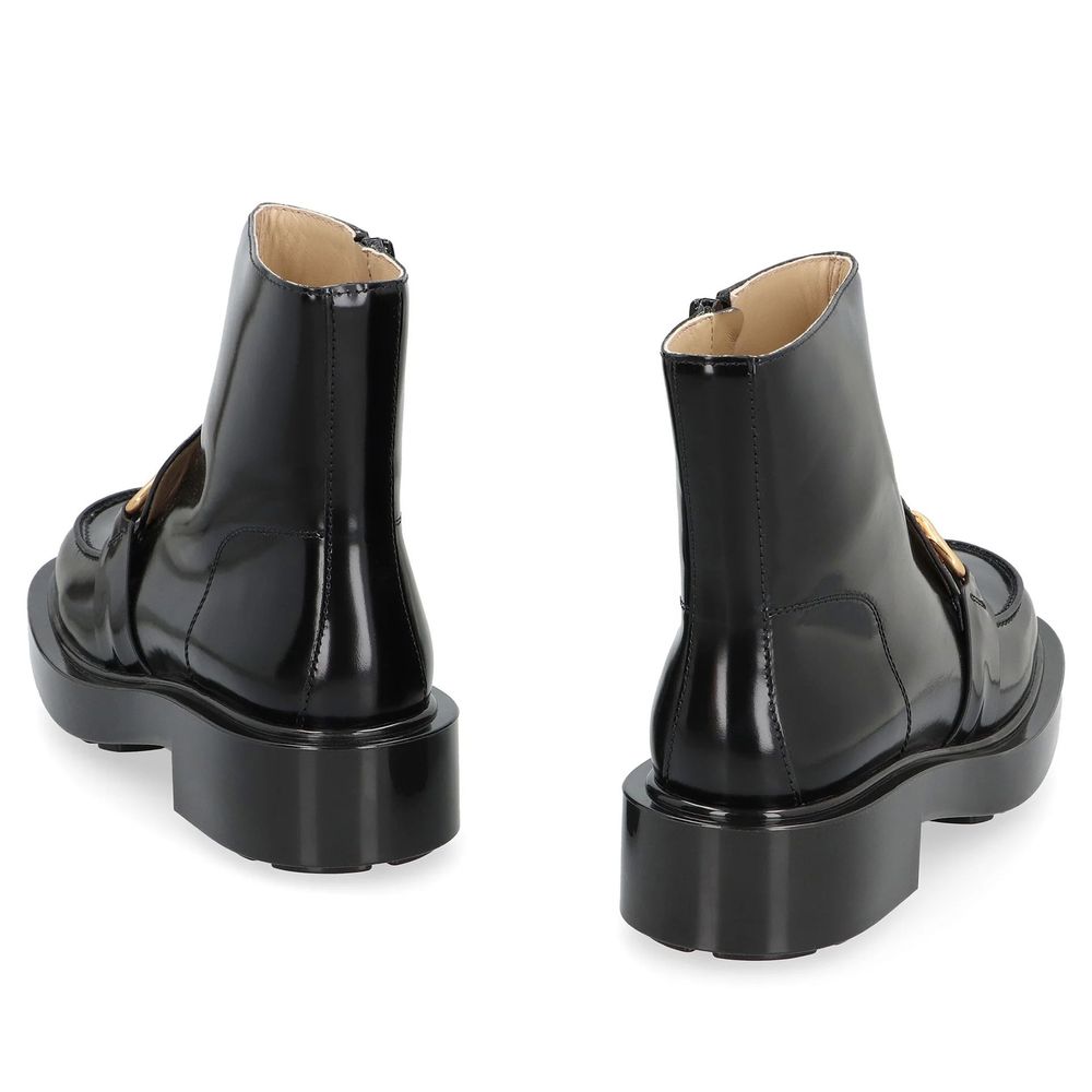 Bottega Veneta Stiefeletten aus schwarzem Kalbsleder